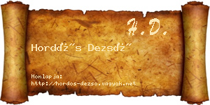 Hordós Dezső névjegykártya